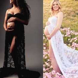 Casual Dresses Sexy Maternity Dress Pography Props Sleeveless Strapless Lace Maxi Gown Pregnant For Po Shoot Summer