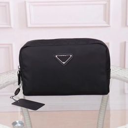Fashionable Nylon Waterproof Unisex Cosmetic Bag Wash Purse Black Toiletries Make Up Pouch