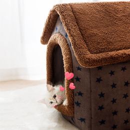 Supplies Cat Bed Sleep House Warm Cave Dog Kennel & Removable Cushion Pad Soft Indoor Enclosed Tent Huts Sofa for Pet Cats Kittens Puppy