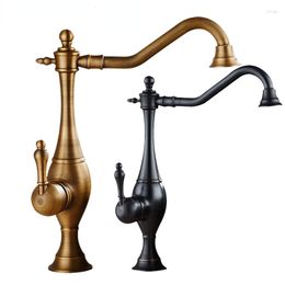 Bathroom Sink Faucets All Copper Antique European Style Faucet Artistic Basin On The Table Raised And Cold Water Black