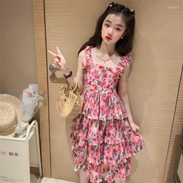 Girl Dresses Teen Girls Dress 2023 Summer Princess Strap Crushed Flower Children Baby Frock For Abbigliamento Bambina Estate 15