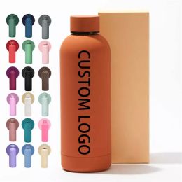 Insulated Water Bottle Water Bottle 1000ml Custom logo Metal Aluminium Sports Water Bottle With Carabiner Cover 1pc