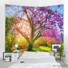 Tapestries Pink forest landscape decorative tapestry landscape decorative tapestry Home background decorative tapestry R230704