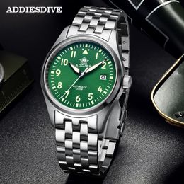 Other Watches Addies Dive Pilot Watch Automatic Mechanical Diver C3 Luminous men s watches divers Sapphire Crystal 200m dive watch NH35 230703