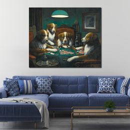 Dogs Canvas Art Poker Game Cassius Marcellus Coolidge Painting Handmade Beautiful Wall Decor