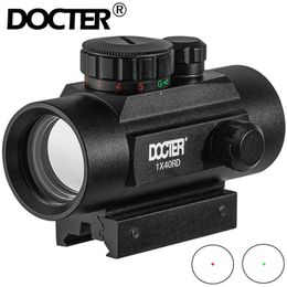 1x40 Riflescope Tactical Red Dot Scope Sight Hunting Holographic Green Dot Sight with 11mm 20mm Rail Mount Collimator Sight