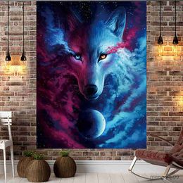 Tapestries Wild Animal Wolf Wall Hanging Tapestry Room Decor Style Perfect Dorm Bedroom Living Room Decoration R230704