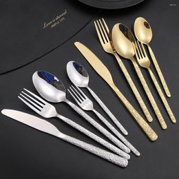 Dinnerware Sets 5PCS/Set Stone Pattern Stainless Steel Cutlery Set Steak Knife Fork Spoon