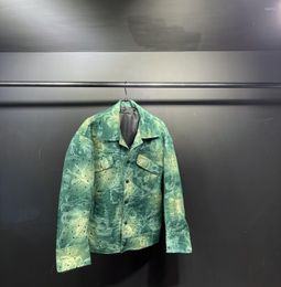 Men's Jackets Original Design Green Sequin Coat Texture Sense Top Thin A/W Loose Runway Show High Waist