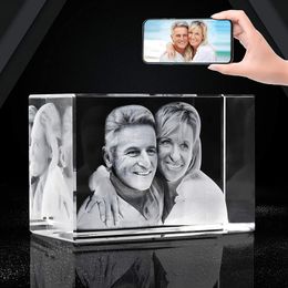 Curtains 2d/3d Laser Engraved Crystal Photo Frame Personazlied Picture and Text on Glass Cube Valentines Mom's Day Gifts for Her Women