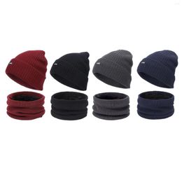 Berets Winter Hat Scarf Set - Fleece Warm Knit Neck Warmer Thermal Beanie Caps Outdoor Women