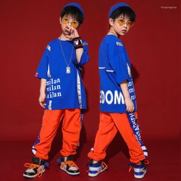 Stage Wear Kids Short Sleeve Hip Hop Dancing Costumes For Girls Boys Jazz Ballroom Dance Clothes T Shirt Tops Jogger Pants Clothing