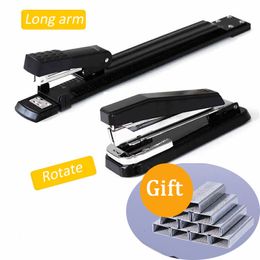 Staplers LongRotate Arm Stapler metal Special A3A4 Sewing Machine Staple Lengthening Stapler Paper Stapling Office Stapler Bookbinding 230703