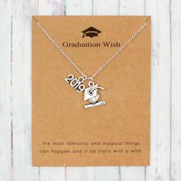 Pendant Necklaces 2023 College Cap Graduation Diploma Senior Necklace For Women Chain Friendship Gifts With Card