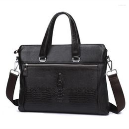 Briefcases Business Men Briefcase Luxury Crocodile Laptop Bag Genuine Leather Work Crossbody Messenger Bags Male Casual Handbag Tote