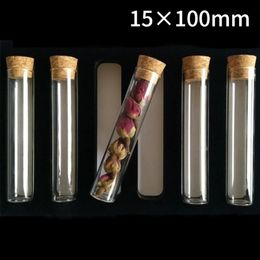 Glass Plastic Sheets 24pcslot 15x100mm Flat Bottom Test Tube With Cork Stoppers For Kinds Of TESTS 230703