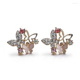 Stud Earrings Boho Gold Color Crystal For Women Fashion Sweet Hollow Butterfly Female Girl Bohemian Brincos Jewelry