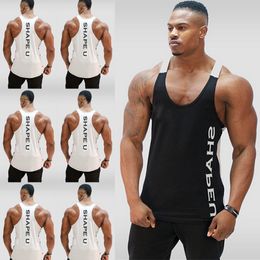 Men s Tank Tops Bodybuilding Fitness Singlets Muscle Vest For Men Tee Basketball Jersey Solid Gym Stringer Loose 230704