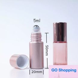5ml Roll On Perfume Bottle Glass Metal Roller Ball Essential Oil Fragrance Container 10ml Rose Gold factory outlet