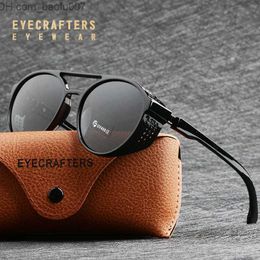 Sunglasses Sunglasses Eyecrafters Retro Round Polarized Sunglasses Steampunk Men Women Brand Designer Glasses De Sol Shades UV Z230704