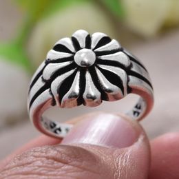 Original Jewellery Elegant Sunflower Thai Silver Ladies Open Ring Women Birthday Gift Cheap Hot Sell No Fade