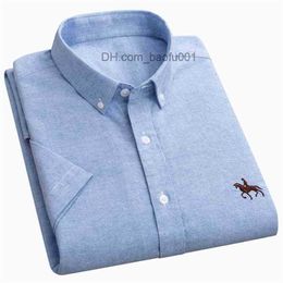 Men's Casual Shirts S to 6xl short sleeve 100% cotton oxford soft comfortable regular fit plus size quality summer business men casual shirts Z230707