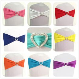 Sashes 10pcs 50pcs Elastic Spandex Chair Bow Sash Stretch Wedding Chair Sash Band with Heart for Banquet Hotel Party Decoration