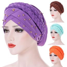 Ball Caps Twist Turban Fashion Women Knot Muslim Hijab Shiny Hat Men Casual Solid Colour Simple Headscarf Islamic Headwear