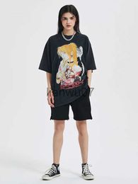 Mens TShirts Mens TShirts Vintage Washed Tshirts for Men Digital Printing Anime Graphic T Shirt High Quality Women Harajuku Oversize Tee Cotton Streetwe J230704