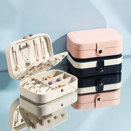 Jewelry Boxes Casegrace PU Leather Mini Jewelry Box Organizer for Jewelry Earrings Necklace Ring Storage Casket Travel Portable Jewellery Case 221119