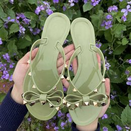 Hot 2022 Fashion Woman Flip Flops Summer Shoes Cool Beach big bow flat sandals Brand jelly shoes sandals girls size 36-41 L230704