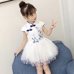 Girl Dresses Girls Summer Children's Chinese Style Dress Kids Cheongsam Princess For Baby Tutu Clothing Vestido Q386