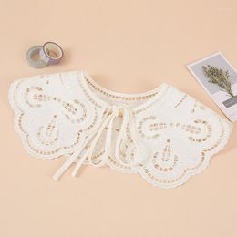 Bow Ties Korean Style Fake Collar Shawl Wrap For Women Floral Embroidered Accessories Doll Shirt Detachable False Collars