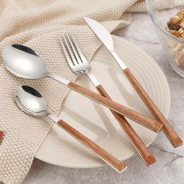 Dinnerware Sets Simple Stainless Steel Flatware Western Steak Knife Main Fork Soup Scoop Coffee Mixng Tableware PP Handle Cutlery Set