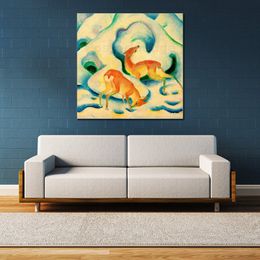 Colourful Abstract Art Rehe Im Schnee Ii Franz Marc Painting Modern Living Room Decor Large