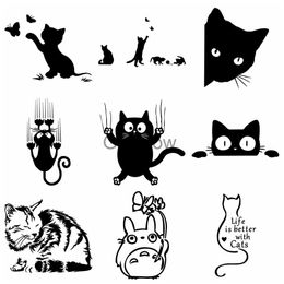 Car Stickers Cute Cat Car Products Cover Scratches Stickers Custom Decoration PVC Sticker Stylish Motorcycle Rear Window Stickers Car Decals x0705