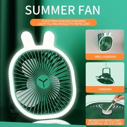 1pc Portable USB Fan, Hanging Fan, Ceiling Fan With Led Light, 360 ° Rotation Mini Fan For Home Office Desktop