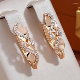 Dangle Earrings JULYDREAM Smooth Geometric Design Zircon Crossing Pendant For Women Party Wedding Jewelry 585 Gold Color Accessories