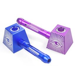 Newest Colourful Aluminium Alloy Pipes Pyramids Eye Style Portable Removable Dry Herb Tobacco Glass Philtre Spoon Bowl Handpipes Hand Smoking Cigarette Holder Tube