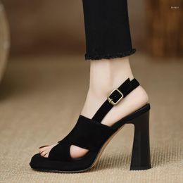 Women High Heels Cross Strap Sandals Summer Black Hook Party Shoes Woman Fashion Buckle Platform 748 511 c