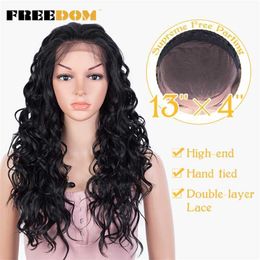 Synthetic Lace Front Wigs 13x4 Curly Wavy Lace Front Wig Brown Red Wigs For Women Heat Resistant Cosplay Wigs 230524