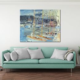 Contemporary Abstract Canvas Art Landscape Les Bateaux Raoul Dufy Painting Hand Painted Home Decor