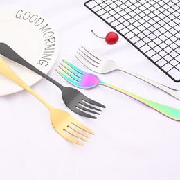 Dinnerware Sets 8 Colours Stainless Steel Tableware Service Fork Salad Cake Dessert For Restaurant Home