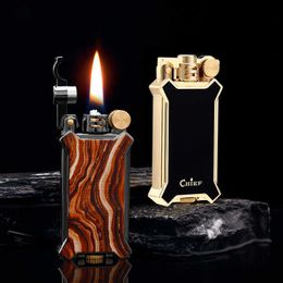 New Kerosene Retro Old-fashioned Personality Double-sided Electroplating Resin Lighter High-end Gift Men's Father 4NAD No Gas