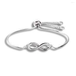 Link Bracelets Eif Dock Luxury Silver Colour Infinity Adjustable Bracelet For Women Cubic Zirconia 8 Word Friend Gift Dropship