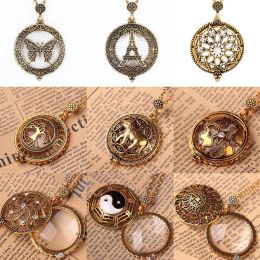 Lupa Artística Colar Cabochão Árvore da Vida Antiga Gato Mapa Pingente Colares Lindamente Jóias Colar Collier Collier Medalhão