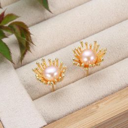Stud Earrings Pearl 5-6mm White Pink Freshwater For Women Party Gift Beautiful Flower Fashion Jewelry