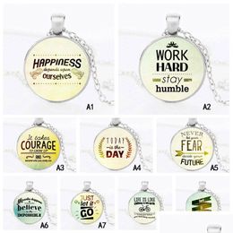 Pendant Necklaces Inspirational Word Round Glass Letter Moonstone Charm Chain For Women Men S Fashion Luxury Jewellery Gift Drop Deliv Dhl5O