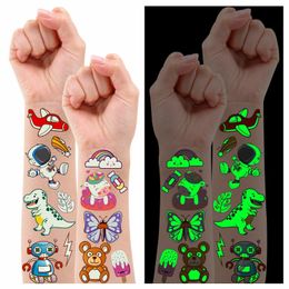 LED Light Sticks Luminous Tattoos for Kids Temporary Glowing Stickers UnicornOuter Space Glow Party Supplies Gift Decorations 30 Sheets 230705