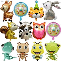 Cartoon Animal Foil Balloons Squirrel Fox Hedgehog Raccoon Owl Inflatable Air Balloon Jungle Birthday Party Decorations Kids Toy L230626